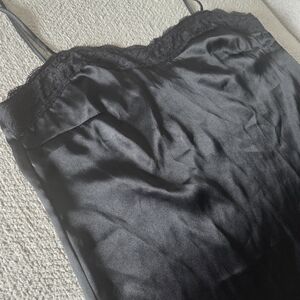Dressbarn Black Satin Lace Cami Tank Top Size M Vintage Y2K